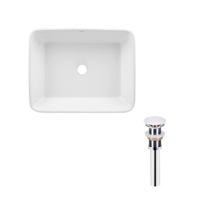 Раковина накладная прямоугольная Qtap Tern 475х370х140 мм White + Донный клапан PU02
