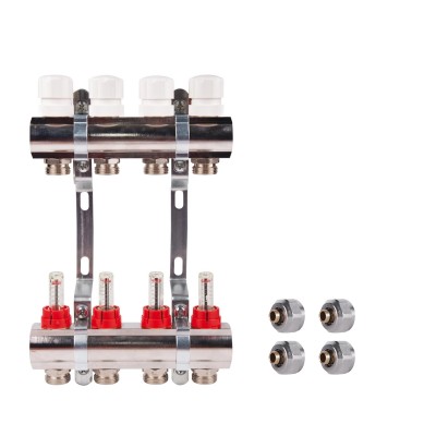 Коллектор с расходомерами 1"х2 SD235W2 + SD Евроконус 3/4'' 16 х 2мм  SD346