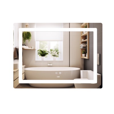 Зеркало Lidz Kubis (KU2) 900х700 с LED-подсветкой Touch, с антизапотеванием, с диммером, рег. яркости LD78LF904907048452