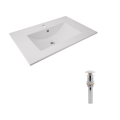 Раковина врезная мебельная Albatross 720x460x180 мм, White, прямоугольная + Донный клапан Pop-up PU02O Раковина врезная мебельная Albatross 720x460x180 мм, White, прямоугольная + Донный клапан Pop-up PU02O