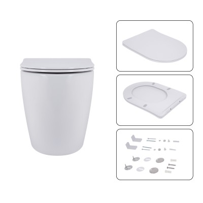 Подвесной унитаз Qtap Robin + комплект инсталляции Nest 4 в 1 (линейная клавиша White)