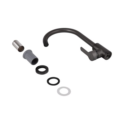 Смеситель для кухни Brinex Pure 015F U-образный Graphite BRIPUR015FGRP