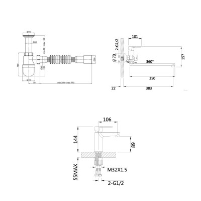 Комплект смесителей Lidz Latwa: Смеситель для раковины LDLAT001CRM45412 + Смеситель для Ванной LDLAT005CRM45415 Комплект смесителей Lidz Latwa: Смеситель для раковины LDLAT001CRM45412 + Смеситель для Ванной LDLAT005CRM45415