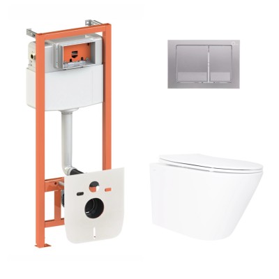 Подвесной унитаз Swan Ultra Quiet 520×360×320 + комплект инсталляции Nest 4 в 1 (квадратная клавиша Satin) Подвесной унитаз Swan Ultra Quiet 520×360×320 + комплект инсталляции Nest 4 в 1 (квадратная клавиша Satin)