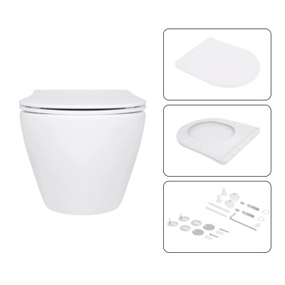 Подвесной унитаз Jay Ultra Quiet 520x360x320 + комплект инсталляции Nest 4 в 1 (линейная клавиша Matt Black)