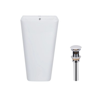 Раковина напольная моноблок Qtap Tern 440х380х830 мм White + Донный клапан PU02O