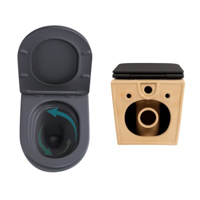 Комплект Qtap Robin Anthracite 3 в 1: унитаз подвесной Ultra Quiet + биде подвесное + раковина накладная QTROBAN49157