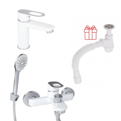 Комплект смесителей Lidz Latwa: Смеситель для раковины LDLAT001WHI45423 + Смеситель для Ванной LDLAT006WHI45424