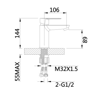Смеситель для раковины Lidz Latwa 001 (k35) LDLAT001CRM45412 Chrome
