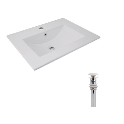 Раковина врезная мебельная Albatross 620x460x180 мм, White, прямоугольная + Донный клапан Pop-up PU02O Раковина врезная мебельная Albatross 620x460x180 мм, White, прямоугольная + Донный клапан Pop-up PU02O