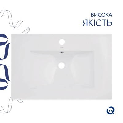 Раковина врезная мебельная Albatross  720x460x180 мм, White, прямоугольная + Донный клапан Pop-up PU02O