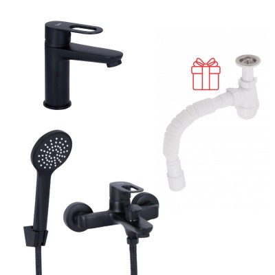 Комплект смесителей Lidz Latwa: Смеситель для раковины LDLAT001BLA45418 + Смеситель для ванной LDLAT006BLA45419