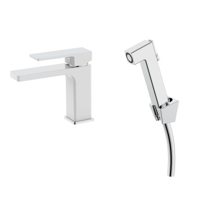 Смеситель для раковины Qtap Gemini (с гигиеническим душем) QTGEM272CRW45691 Chrome/White