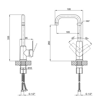 Акционный набор 3+2: Смеситель для кухонной мойки Brinex BRIN35C20F