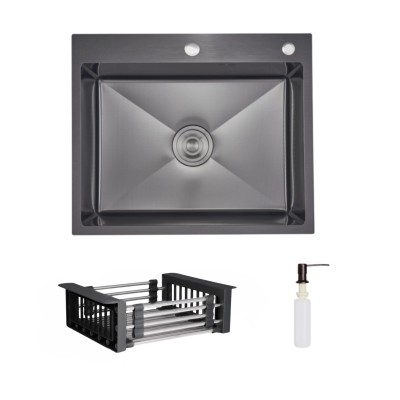 Комплект Lidz Handmade H6050HB Мойка для кухни интегрированная Decor Black PVD Honeycomb в комплекте с дозатором+ LIDZK01B Корзина для кухонной мойки Комплект Lidz Handmade H6050HB Мойка для кухни интегрированная Decor Black PVD Honeycomb в комплекте с дозатором+ LIDZK01B Корзина для кухонной мойки