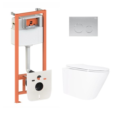 Подвесной унитаз Swan Ultra Quiet 520×360×320 + комплект инсталляции Nest 4 в 1 (круглая клавиша Satin) Подвесной унитаз Swan Ultra Quiet 520×360×320 + комплект инсталляции Nest 4 в 1 (круглая клавиша Satin)