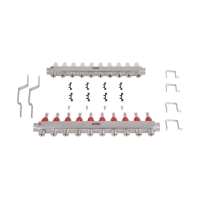 Коллектор Icma № К073 с расходомерами (нерж.) 1" х 3/4" на 10 выходов Коллектор Icma № К073 с расходомерами (нерж.) 1" х 3/4" на 10 выходов