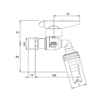 Кран шаровой поливочный Icma 598 3/4"Н (с антизамерзанием) ручка алюминиевая Кран шаровой поливочный Icma 598 3/4"Н (с антизамерзанием) ручка алюминиевая