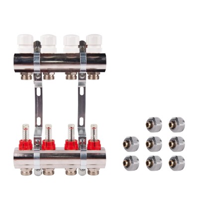 Коллектор с расходомерами 1"х4  SD235W4 + SD Евроконус 3/4'' 16 х 2мм  SD346