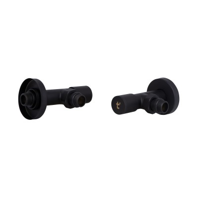 Комплект кранов Thermo Alliance Standart 1/2" Н для полотенцесушителя угловой черный SF395W15B