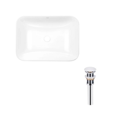 Раковина врезная прямоугольная Qtap Scorpio 610х380х150 мм White + Донный клапан PU02