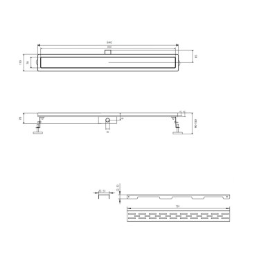 Комплект Qtap Taurus FD800 (PVD) Линейный трап из нержавеющей стали с сухим затвором 800 мм