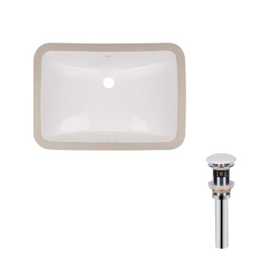 Раковина врезная прямоугольная Qtap Stork 530x370x200 мм White + Донный клапан PU02O