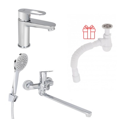 Комплект смесителей Lidz Latwa: Смеситель для раковины LDLAT001CRM45412 + Смеситель для Ванной LDLAT005CRM45415