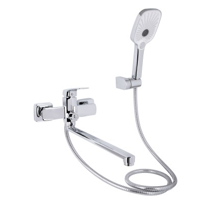 Смеситель для ванны Qtap Tern с длинным поворотным изливом (c душевым гарнитуром) QTTER260CRM47587 Chrome