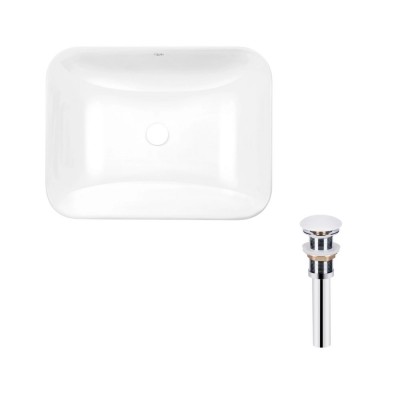 Раковина врезная прямоугольная Qtap Scorpio 500х380х145 мм White + Донный клапан PU02