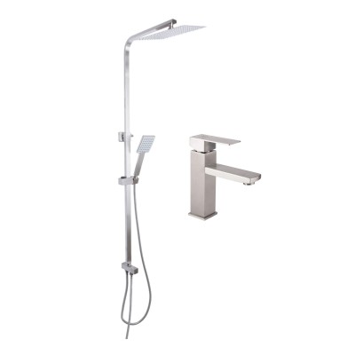 Акционный набор: Lidz Kubis 001F Смеситель для раковины (k35) Nickel + Lidz Kubis 1120 Душевая стойка универсальная на два потребителя Nickel Акционный набор: Lidz Kubis 001F Смеситель для раковины (k35) Nickel + Lidz Kubis 1120 Душевая стойка универсальная на два потребителя Nickel