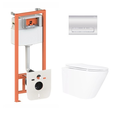 Подвесной унитаз Swan Ultra Quiet 520×360×320 + комплект инсталляции Nest 4 в 1 (линейная клавиша Chrome) Подвесной унитаз Swan Ultra Quiet 520×360×320 + комплект инсталляции Nest 4 в 1 (линейная клавиша Chrome)