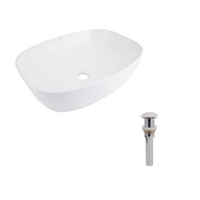 Раковина накладная Qtap Cardinal 600x380x140 мм, White, овальная + Донный клапан Pop-up PU02 Раковина накладная Qtap Cardinal 600x380x140 мм, White, овальная + Донный клапан Pop-up PU02