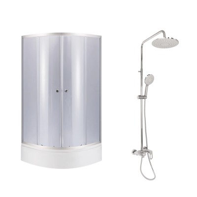 Комплект для душевой Latwa: Душевая кабина LLSC9090SATMIDGR2SET+Душевая система на 3 потребителя LDLAT1030CRM45417