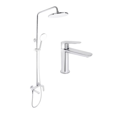 Комплект смесителей для ванной Qtap Evia Смеситель для раковины QTEVI2701CRM47576 Chrome+Qtap Evia Душевая система универсальная QTEVI111CRM47583 Комплект смесителей для ванной Qtap Evia Смеситель для раковины QTEVI2701CRM47576 Chrome+Qtap Evia Душевая система универсальная QTEVI111CRM47583