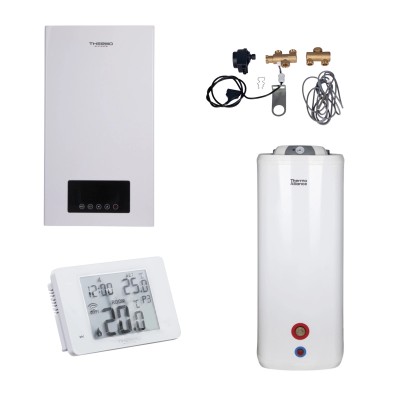 Комплект для котельной: электрический котел Thermo Alliance 8 кВт + комплект бойлера + комбинированный напольный водонагреватель 100 л