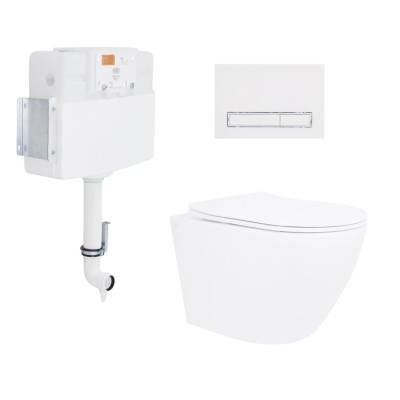 Унитаз напольный Robin Ultra Quiet QT13223381AW + инсталляция QT0122490S+ клавиша QT0111M08V1384W