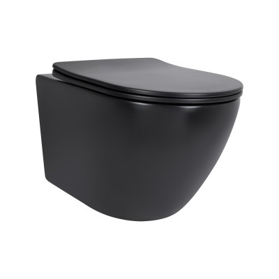 Унитаз подвесной Qtap Robin New Ultra Quiet с сиденьем с сиденьем Soft-Close MATT BLACK QT13332381АSMB
