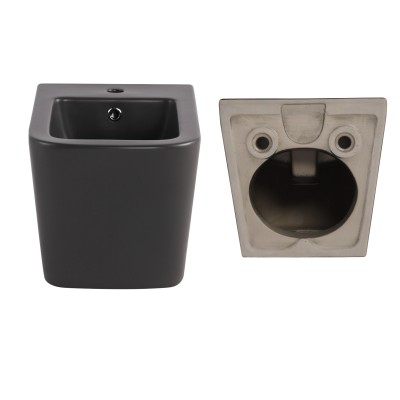 Комплект Qtap Tern Anthracite 3 в 1: унитаз подвесной Ultra Quiet + биде подвесное + раковина накладная QTTERAN49161