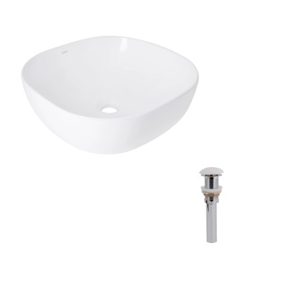 Раковина накладная Qtap Kolibri 425x425x140 мм, White, квадратная + Донный клапан Pop-up PU02 Раковина накладная Qtap Kolibri 425x425x140 мм, White, квадратная + Донный клапан Pop-up PU02