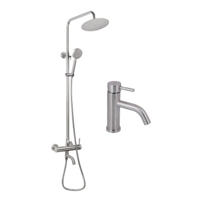 Душевая система на 3 потребителя (с изливом) (k35) Nickel Lidz Aria 1031 + Смеситель для раковины (k35) Nickel Lidz Aria 0011F Душевая система на 3 потребителя (с изливом) (k35) Nickel Lidz Aria 1031 + Смеситель для раковины (k35) Nickel Lidz Aria 0011F