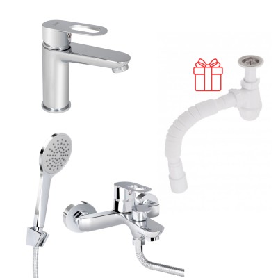 Комплект смесителей Lidz Latwa: Смеситель для раковины LDLAT001CRM45412 + Смеситель для Ванной LDLAT006CRM45414