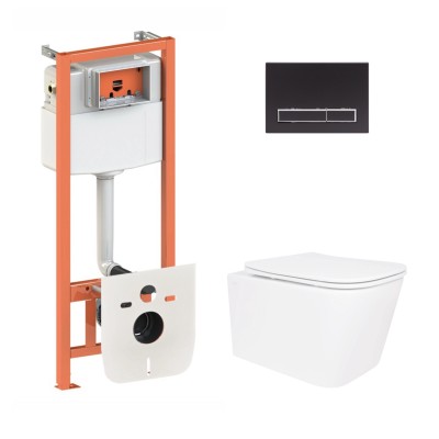 Подвесной унитаз Crow Ultra Quiet 520×360×290 + комплект инсталляции Nest 4 в 1 (линейная клавиша Matt Black) Подвесной унитаз Crow Ultra Quiet 520×360×290 + комплект инсталляции Nest 4 в 1 (линейная клавиша Matt Black)