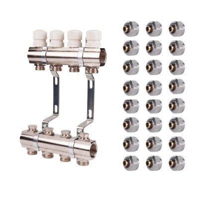 Коллектор термо регулировочный 1"х12  SD236W12 + SD Евроконус 3/4'' 16 х 2мм  SD346