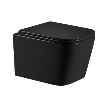Унитаз подвесной Qtap Crow Ultra Quiet 485×340×290 мм, Matt Black, с сиденьем Slim Duroplast/ Soft-close/ Quick Release QT05335171MB