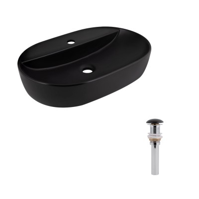 Раковина накладная Qtap Scorpio 600x400x120 мм, Matt Black, овальная + Донный клапан Pop-up PU03 Раковина накладная Qtap Scorpio 600x400x120 мм, Matt Black, овальная + Донный клапан Pop-up PU03