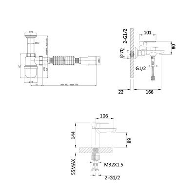 Комплект смесителей Lidz Latwa: Смеситель для раковины LDLAT001CRM45412 + Смеситель для Ванной LDLAT006CRM45414 Комплект смесителей Lidz Latwa: Смеситель для раковины LDLAT001CRM45412 + Смеситель для Ванной LDLAT006CRM45414