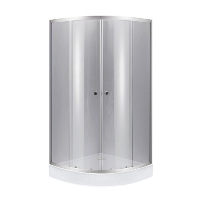 Lidz Набор: Душевая кабина Latwa SC90x90.SAT.LOW.DGR, полукруглая, стекло тонированное 4 мм + Душевой поддон Kapielka ST90x90x14