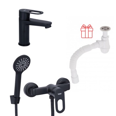 Комплект смесителей Lidz Latwa: Смеситель для раковины LDLAT001BLA45418 + Смеситель для душевой кабины LDLAT010BLA45421