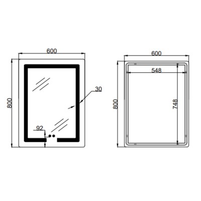 Зеркало Lidz Kubis (KU2) 600х800 с LED-подсветкой Touch, с антизапотеванием, с диммером, рег. яркости LD78LF937608048449